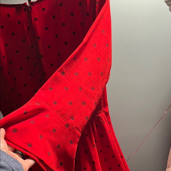 Old Navy Red Cocktail Sheath Dress with Bell Sleeves - Picture 7 of 8